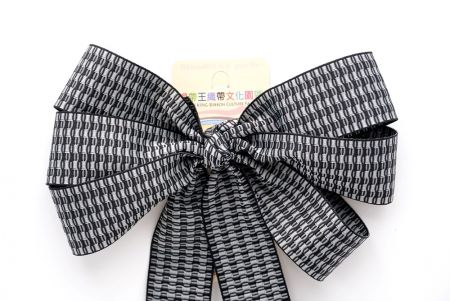 Black Unique Checkered Design 6 Loops with Knot Ribbon Bow_BW638-K1750-001